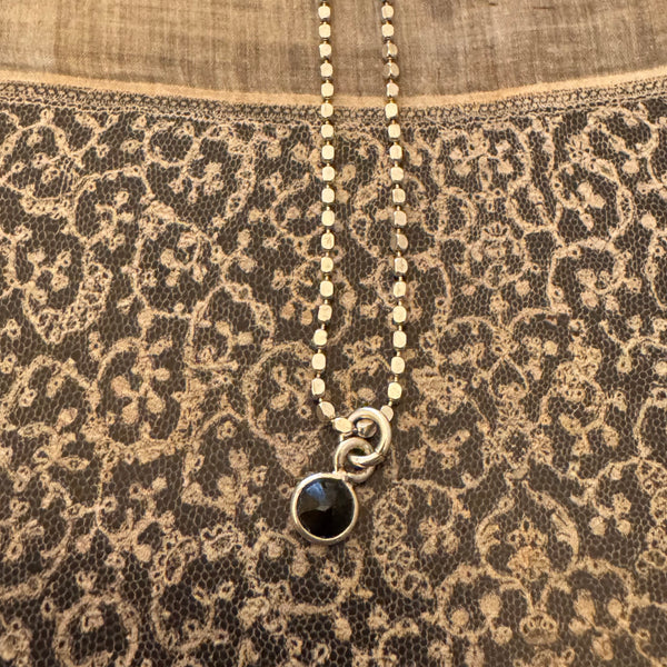 small onyx button necklace / silver 925