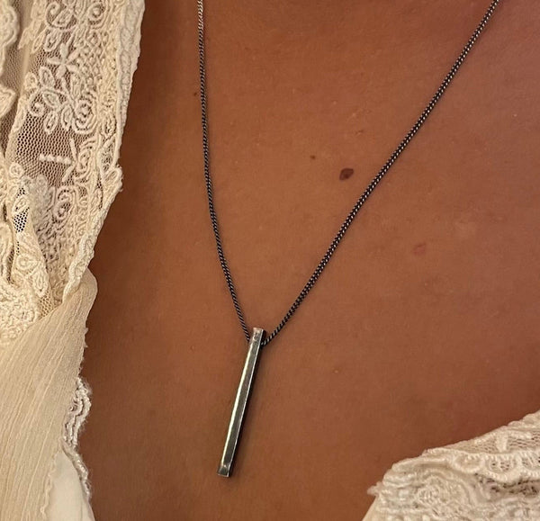 Bar Necklace / silver oxidized