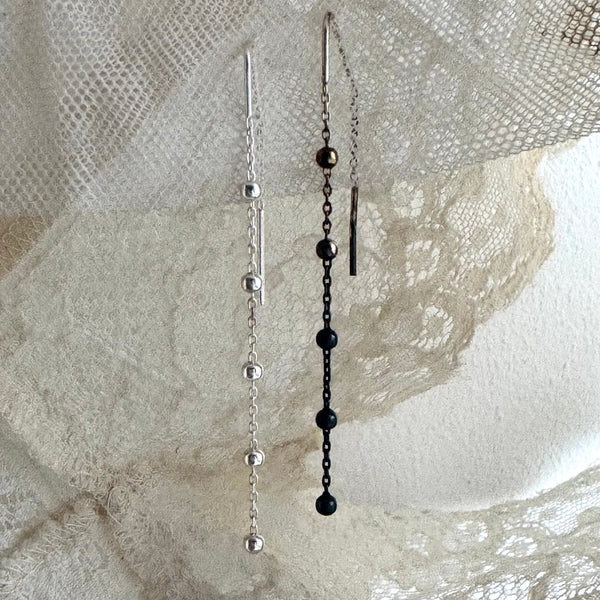 beaded earchain / 925 silver