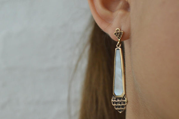 mother of pearl | 'antonella' earrings | bronze