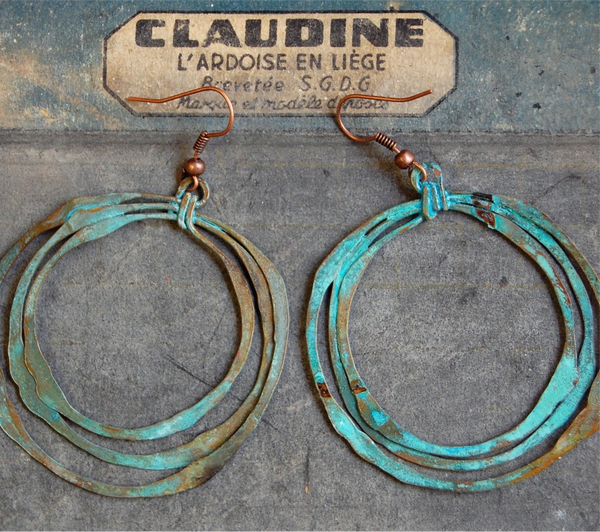 'organic' earrings | oxidized copper turquoise