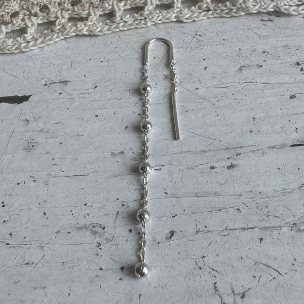 beaded earchain / 925 silver