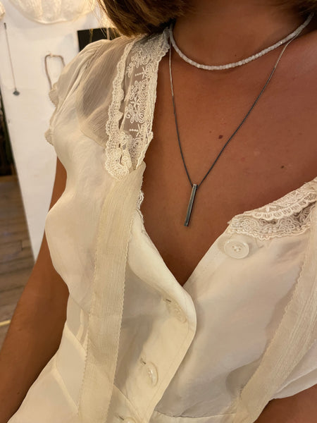 Bar Necklace / silver oxidized