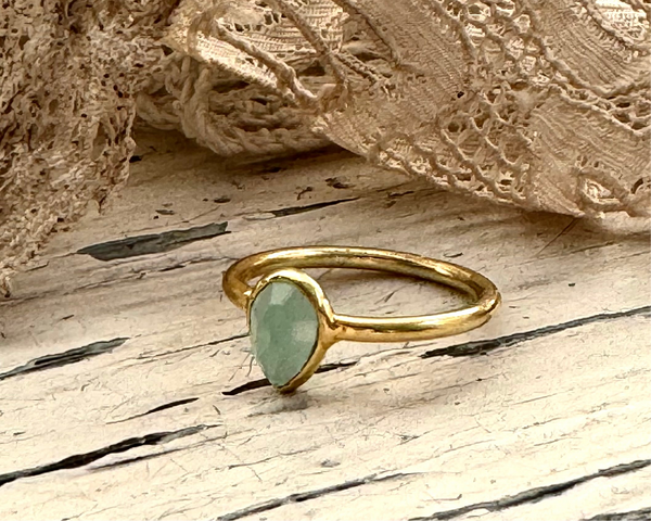 Amazonite laia’ ring | 24k gold-plated