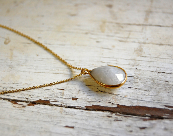 Moonstone | Cut pendant necklace | 24k Gold-plated