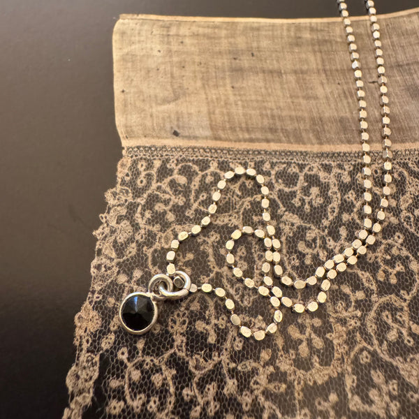 small onyx button necklace / silver 925