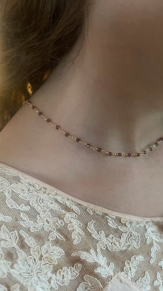 ‚Garnet’ rosary chain | 24 k gold plated