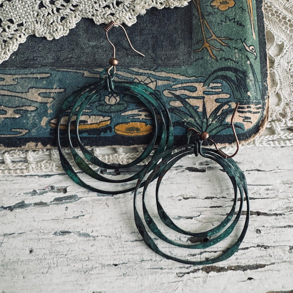 'organic' earrings | oxidized copper turquoise
