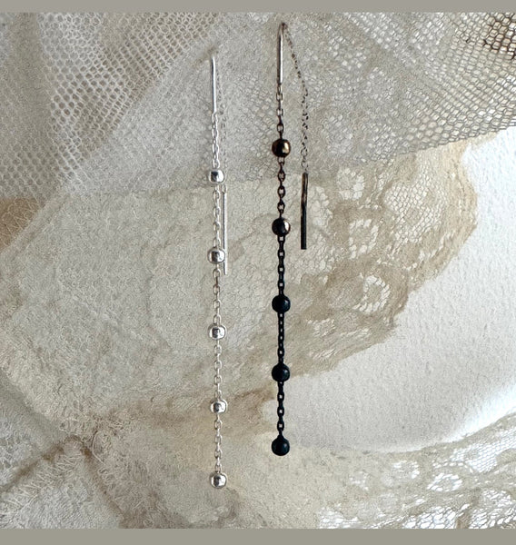 beaded earchain / 925 silver