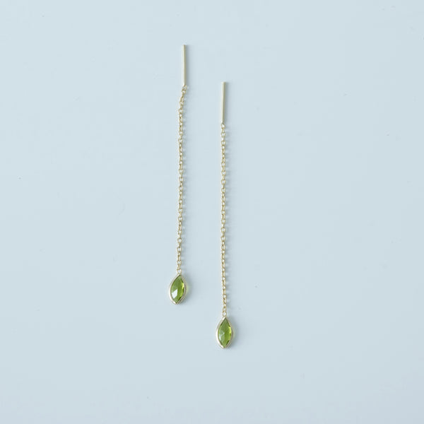‚Indra‘ chain drop earring / green