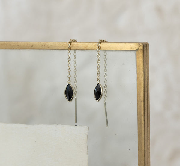 ‚Indra‘ chain drop earring / Onyx
