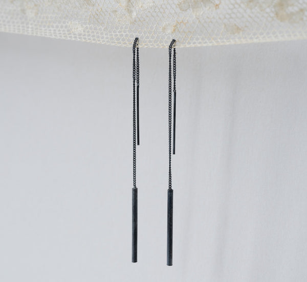 ´Bar´ earchain  / silver 925  oxidize