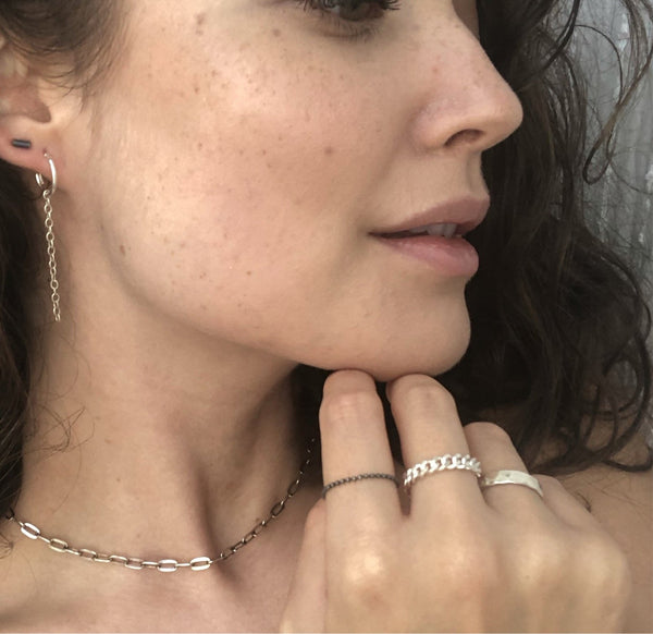 "Aaron’’chain ring/ silver 925 oxidized