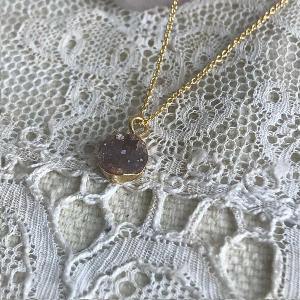 druzy quartz | small necklace | 24k gold-plated