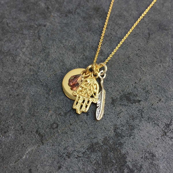 'talismans' multi pendant necklace | 24k gold-plated