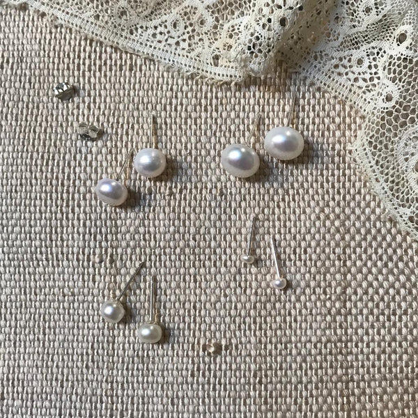 'White pearl' earstuds | 925 silver