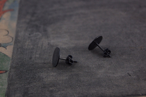 Round earstuds | 925 Oxidized-silber