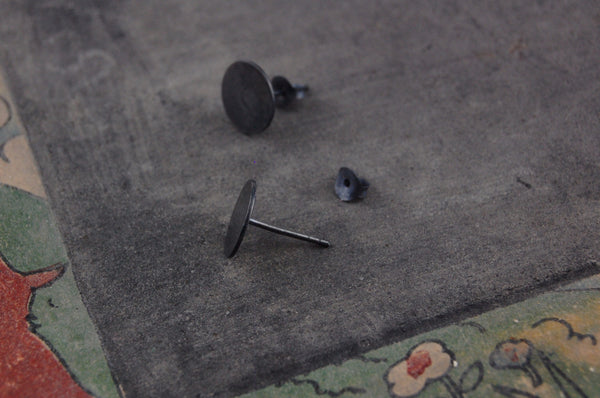 Round earstuds | 925 Oxidized-silber