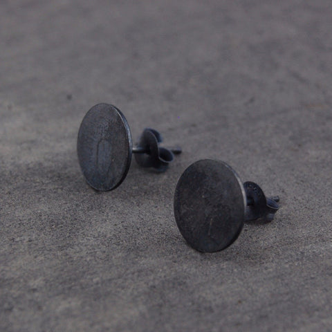 Round earstuds | 925 Oxidized-silber