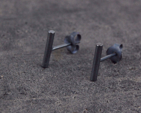 small stick earstuds | 925 silver oxidized
