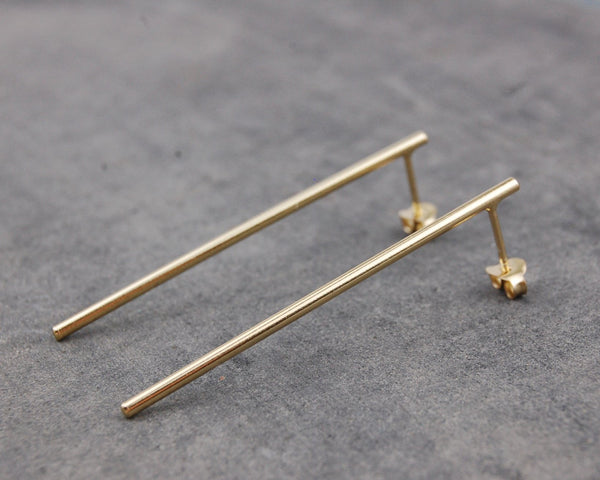 long bar earrings | 24k gold-plated