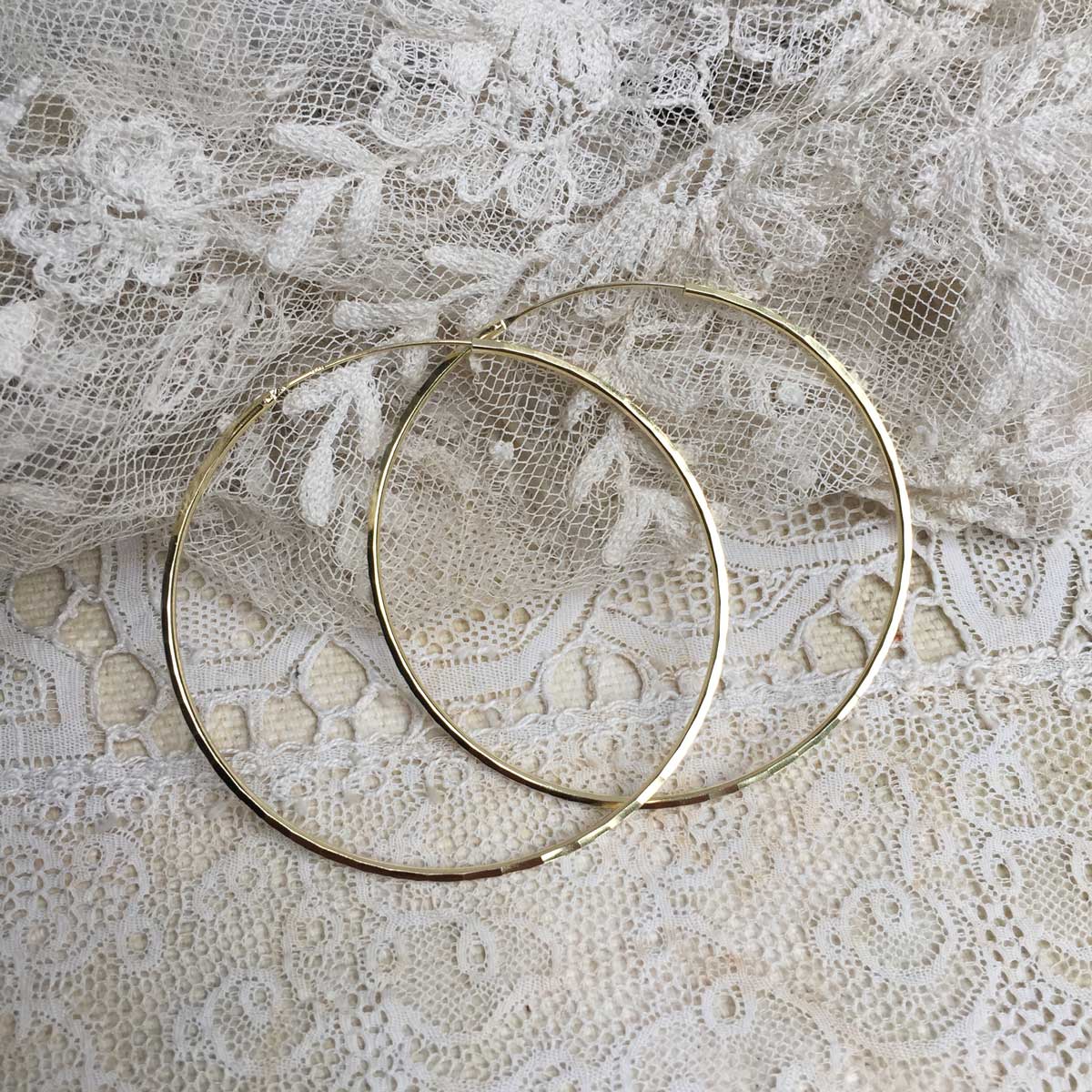 'Faceted' hoops | 24k Gold-plated | 55 mm