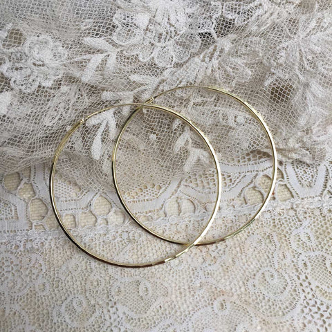 'Faceted' hoops | 24k Gold-plated | 55 mm