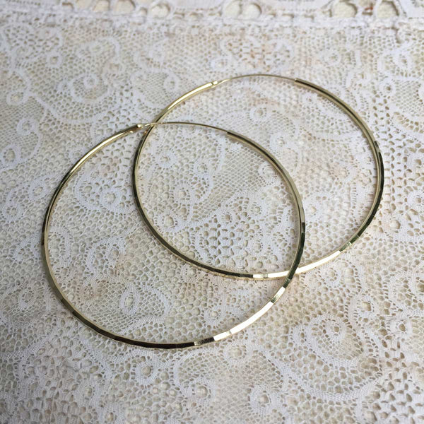 'Faceted' hoops | 24k Gold-plated | 55 mm
