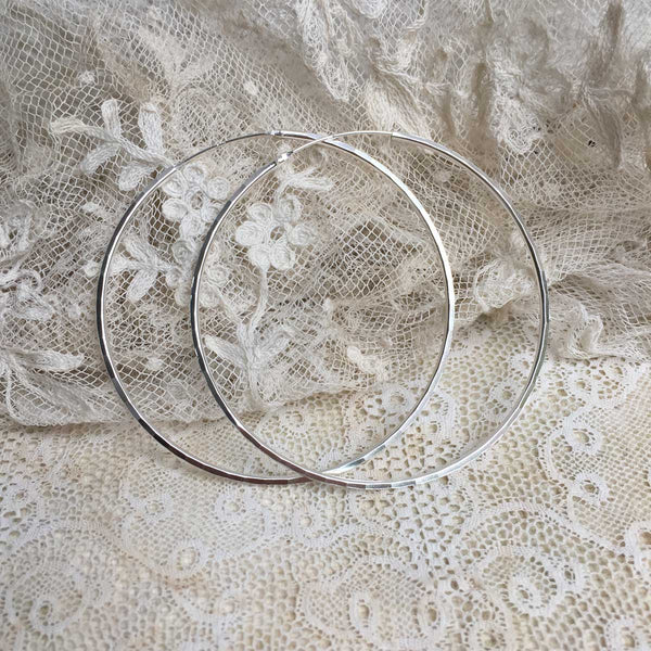 'faceted' hoops | 925 silver | 55 mm