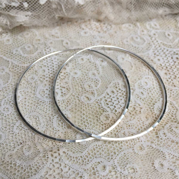 'faceted' hoops | 925 silver | 55 mm