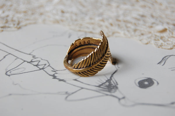 'feather' ring | bronze