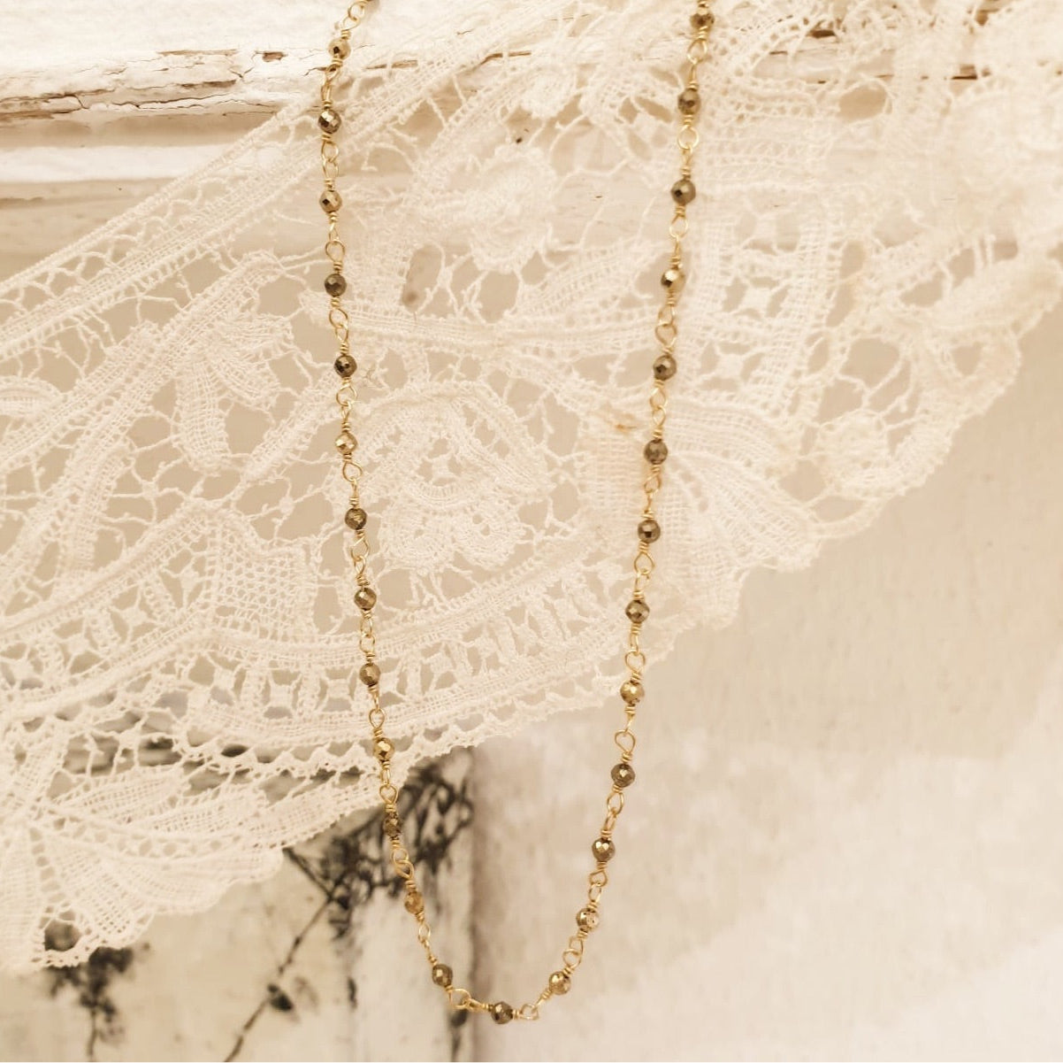 'pyrite' rosary chain | silver 24 gold-plated