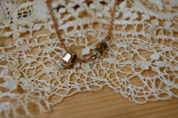 'skull & crystals' necklace | bronze
