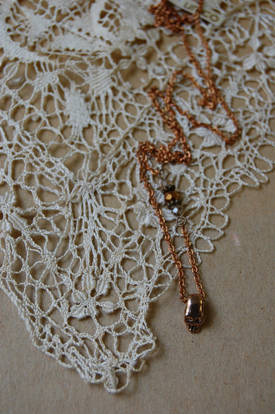 'skull & crystals' necklace | bronze