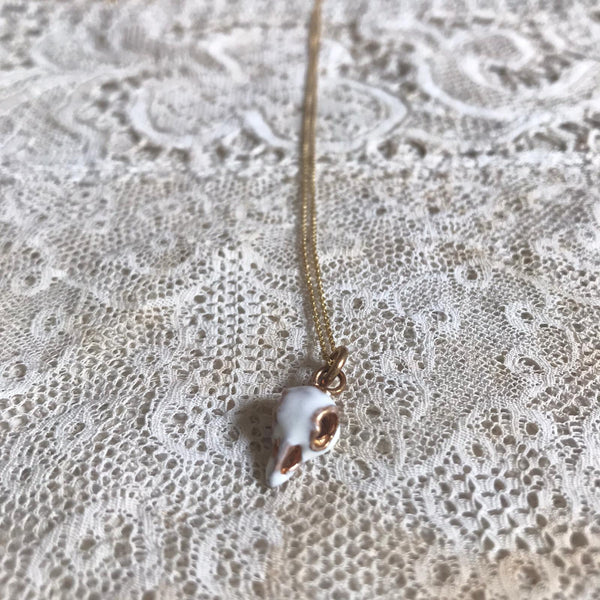 'Bird skull' white necklace | white painted