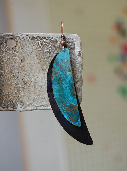 'Crescent' earrings | Oxidized copper