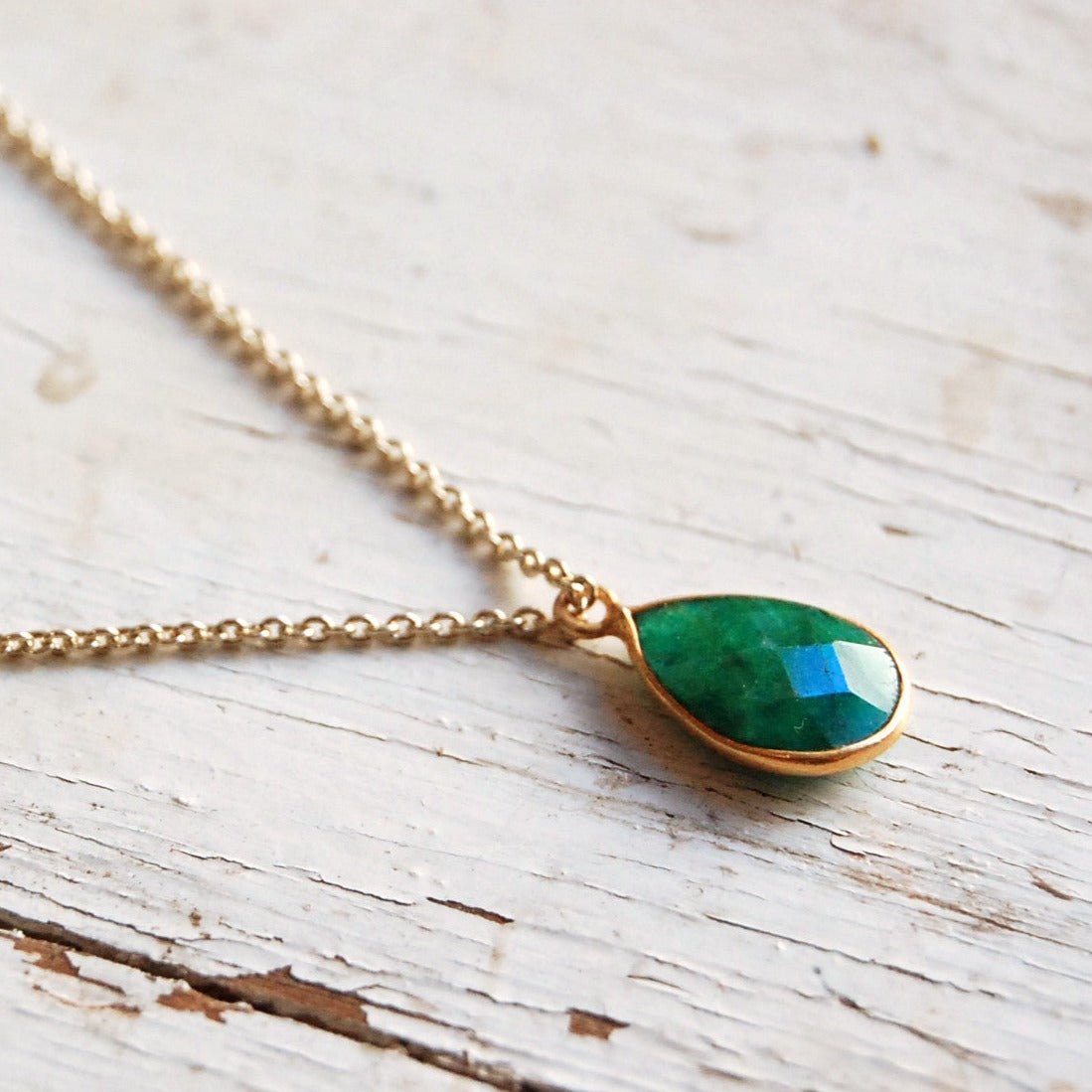 Emerald | stone pendant necklace | 24k gold-plated