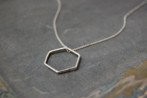 'hexagonal ring' necklace | 925 silver
