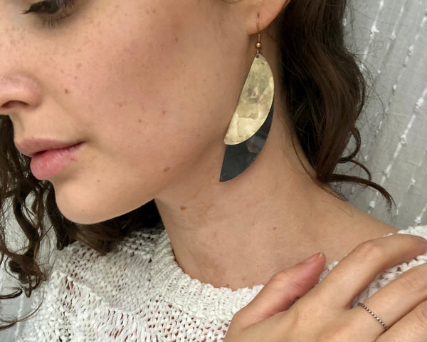 'Crescent' earrings | Oxidized copper