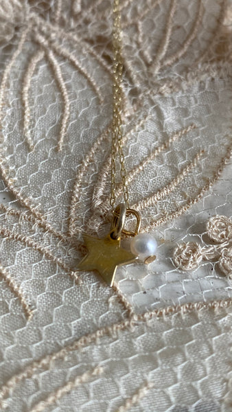 'star & pearl' necklace | 24k gold-plated