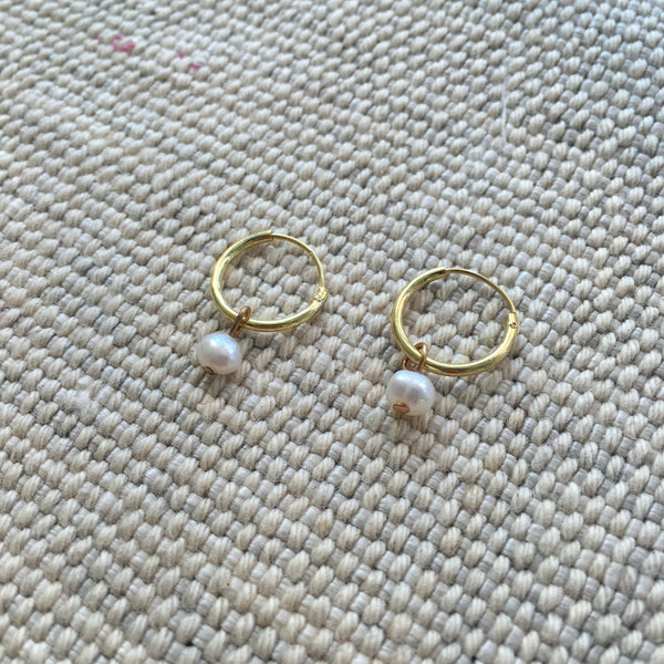 'Tiny pearl' hoops | 24k gold-plated | 12mm