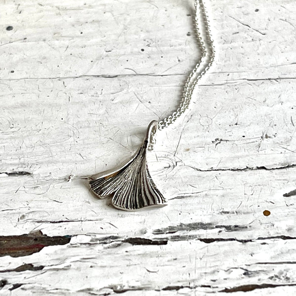 Gingko leaf necklace | silver gold plated
