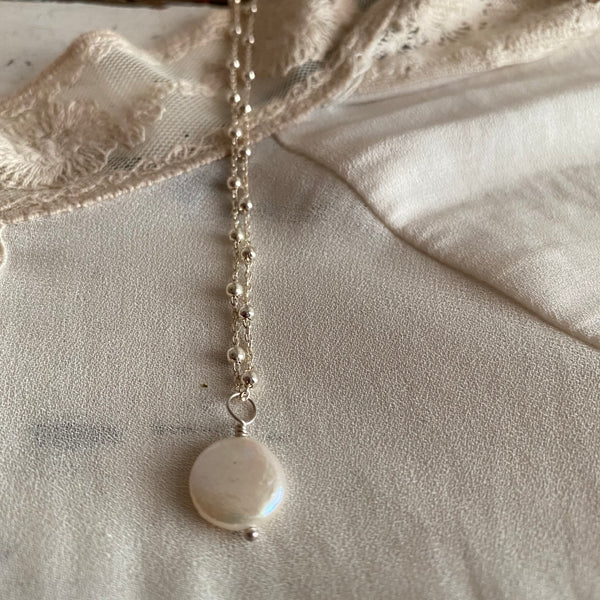 'Coin' pearl | 'Rosario' necklace | 925 Silver