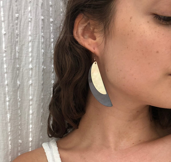 'Crescent' earrings | Oxidized copper