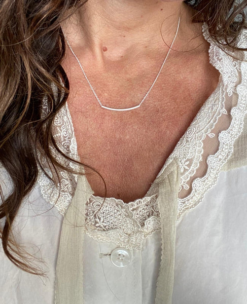 'tubular bar' necklace | silver gold plated