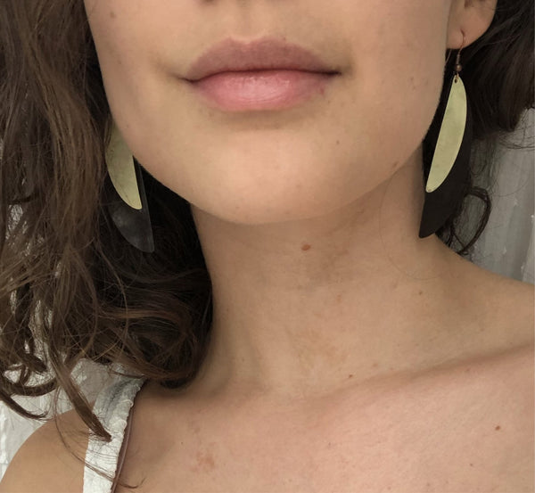 'Crescent' earrings | Oxidized copper