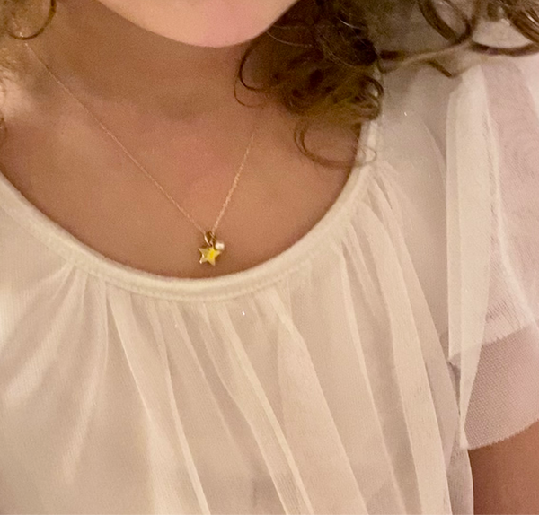 'star & pearl' necklace | 24k gold-plated