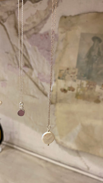 'Coin' pearl necklace | 925 Silver
