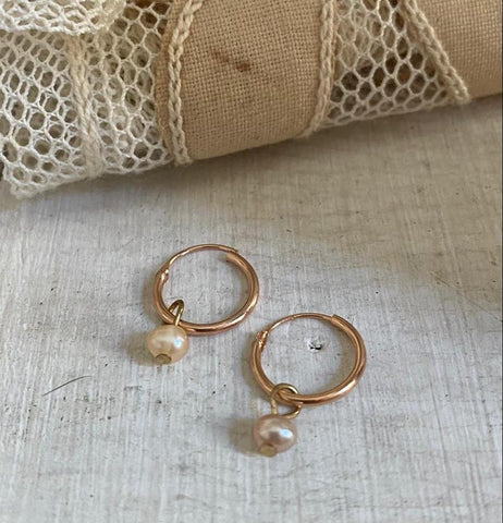 'tiny pearl' hoops | 24k rose gold-plated | 12mm
