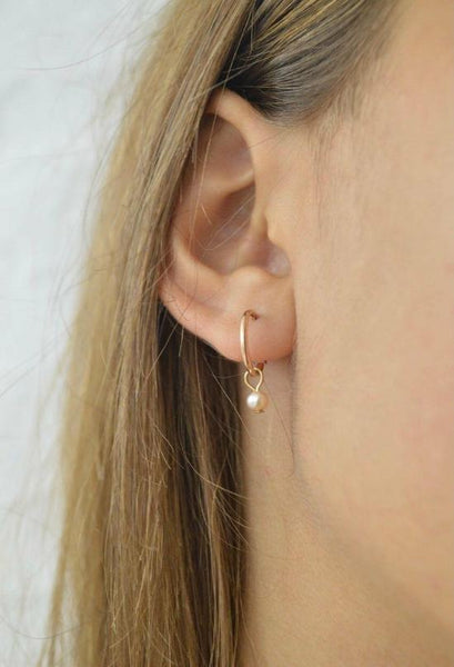 'Tiny pearl' hoops | 24k gold-plated | 12mm